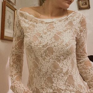 Handmade lace long sleeve top